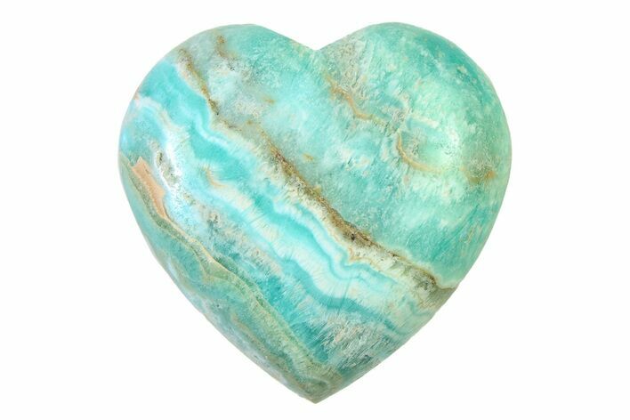 1.6" Polished Blue Caribbean Calcite Hearts - Photo 1